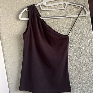 CLOSET CLOSING EUC Lindex ribbed one shoulder tank top, black, size XS